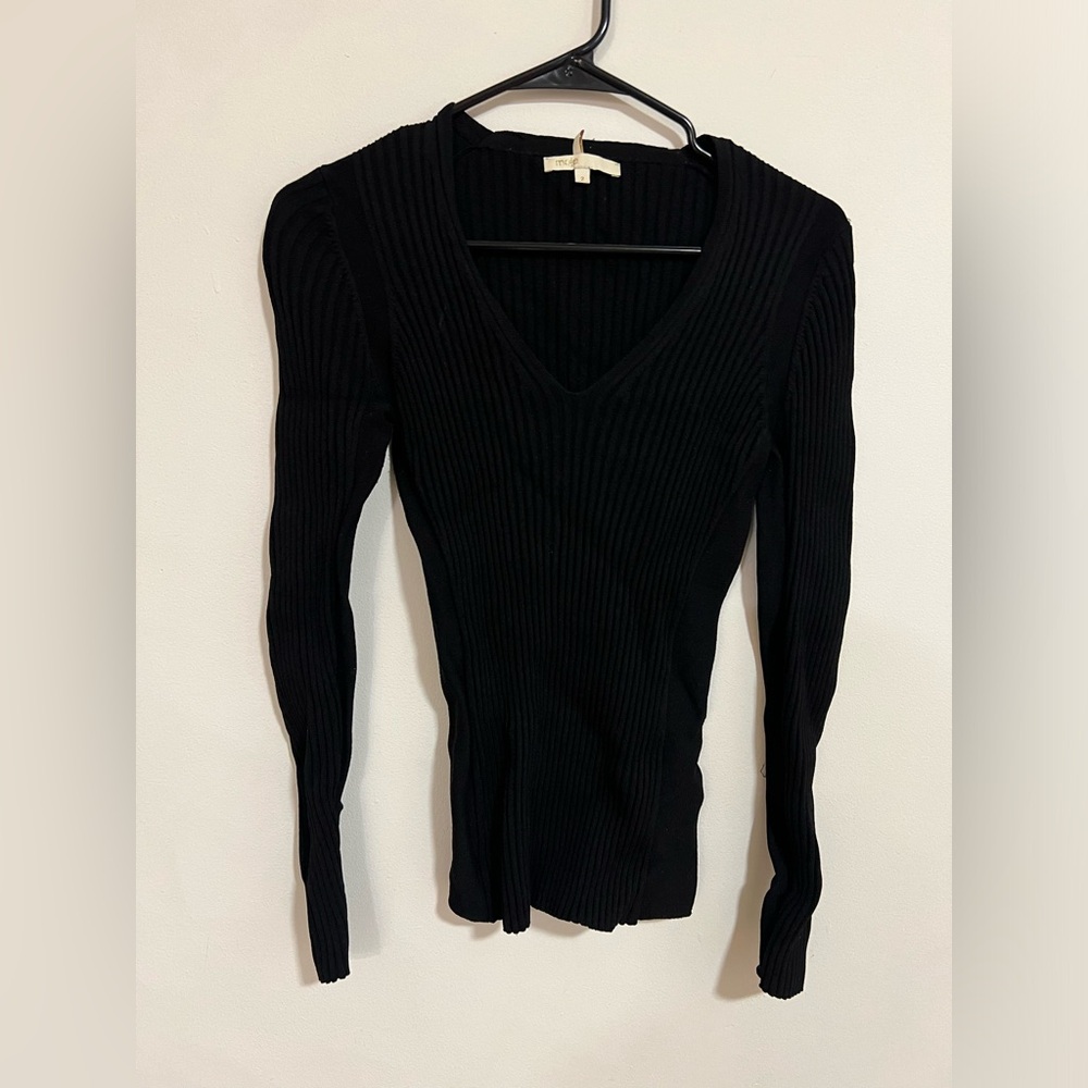 Maje Ribbed V neck